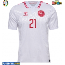 Dänemark Morten Hjulmand #21 Auswärtstrikot EM 2024 Kurzarm